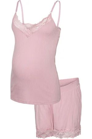 Mama;licious Pink Strappy Jersey Nursing Pyjamas Shorts Set AU 6