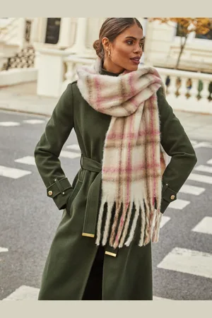 Lipsy London Cream Check Super Soft Brushed Oversized Scarf One