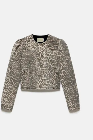 mint&berry Animal Leopard Print Denim Jacket M
