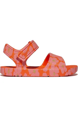 FitFlop Kids Toddler Orange iQushion Poppy Print Sandals AU 11 (EU 26)