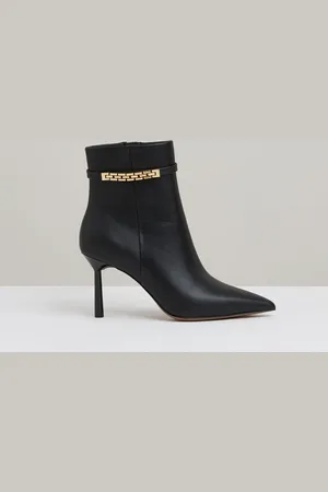 Reiss Black Emily Leather Chain Embellished Ankle Boots AU 9 (EU 40)