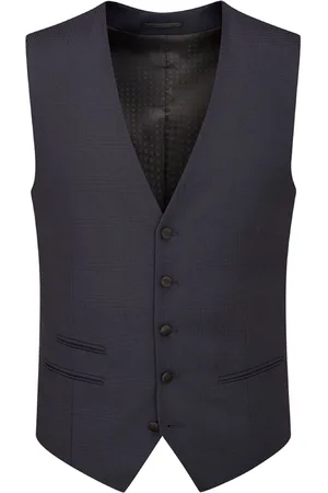 Skopes Blue Newman Check Tailored Fit Suit Waistcoat 38 R