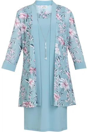 Gina Bacconi Callie Printed Dress and Jacket With Detachable Necklace AU 10