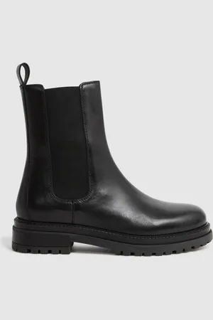 Reiss Black Thea Leather Chelsea Boots AU 8 (EU 39)