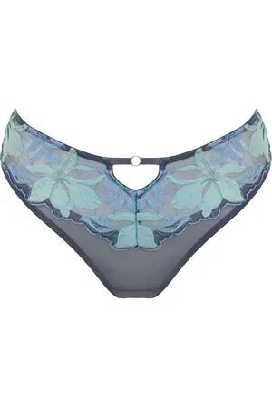 Pour Moi Grey Roxanne Embroidered High Leg Mesh Briefs AU 14