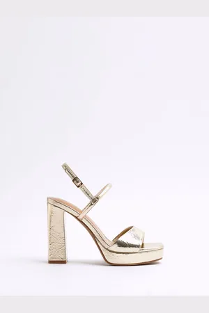 River Island Gold Wide Sling Back Platform Sandals AU 11 (EU 42)