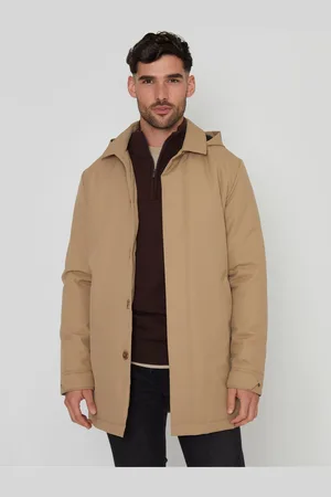 Threadbare Dark Stone Showerproof 2-in-1 Trench Coat with Concealed Hood M