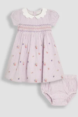 JoJo Maman Bébé Floral Seersucker Embroidered Smocked Dress 2