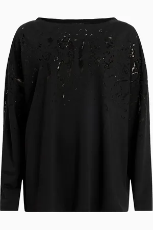 AllSaints AllSaints Black Rita Snake Effect T-Shirt L