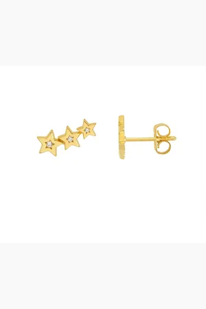 ESTELLA BARTLETT Gold Tone Cubic Zirconia Star Stud Crawler Earrings One