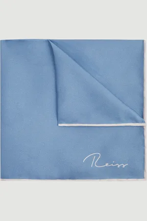 Reiss Airforce Blue Ceremony Plain Silk Pocket Square One