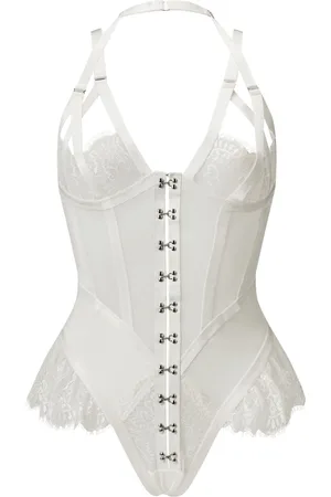 Ann Summers White Exuberant Lace and Mesh Bodysuit XL
