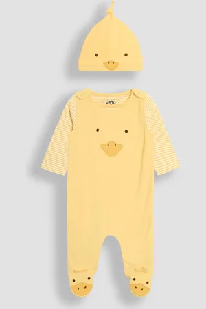 JoJo Maman Bébé Yellow Footed Dungarees Set 3 Piece Newborn