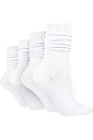 Wild Feet White Bamboo Textured Detail Crew Socks One