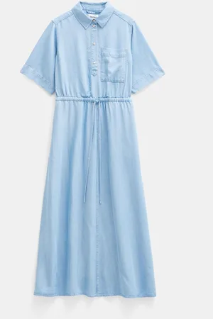 Hush Puppies Short Sleeve Chambray Midi Shirt Dress AU 16