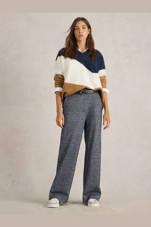 White Stuff Blue Belle Tweedy Wide Leg Trousers AU 22 R