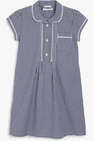 Next Cotton Rich Button Front Lace Gingham School Dress (3-14yrs) 14 Years (164cm)