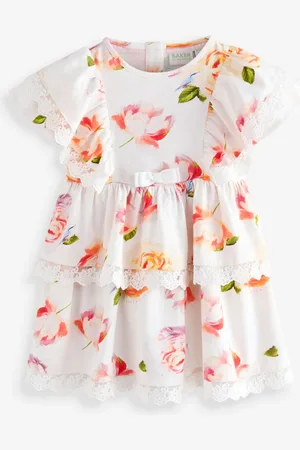 Ted Baker Floral Lace Trim Tier 100% Cotton Dress 6268cm