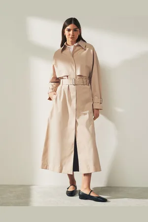 Calvin Klein Cream Tech Cotton Trench Coat AU 12