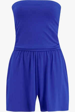 Pour Moi Blue Strapless Jersey Beach Playsuit with Viscose AU 20