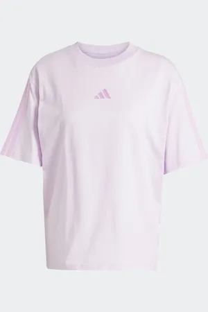 adidas Purple Boyfriend 3-Stripes 100% Cotton T-Shirt UK 8