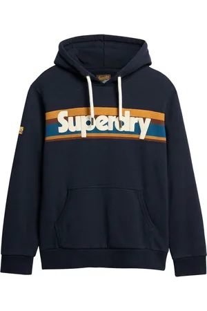 Superdry Eclipse Navy Retro Stripe Logo Hoodie