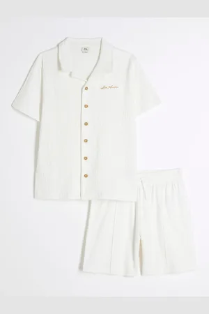 River Island White Boys Textured Revere Shirt Set 5