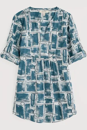 Seasalt Cornwall Blue Op Art 100% Cotton Tunic Top AU 8