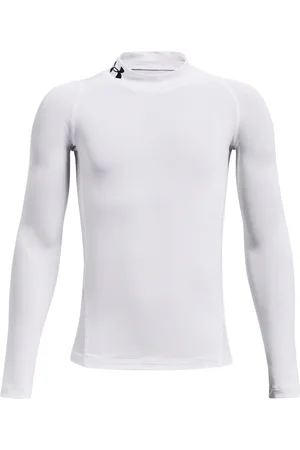 Under Armour Pearl White Heat Geat Mock Neck Long Sleeve T-Shirt YL