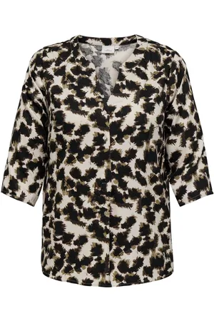 ONLY Natural Leopard Print V-Neck Blouse AU 20