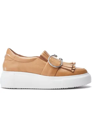Moda In Pelle Clove Leopard Print Buckle Wedge Leather White Trainers AU 5 (EU 36)