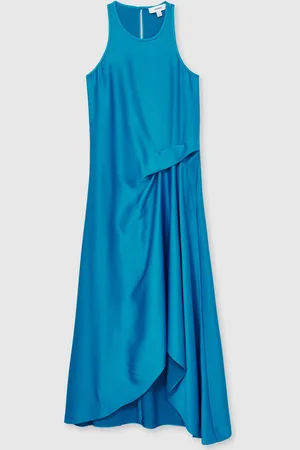 Reiss Micah Satin Drape Tuck Midi Dress AU 18