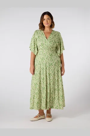 Live Unlimited London Ditsy Jersey Angel Sleeve Wrap Dress AU 20