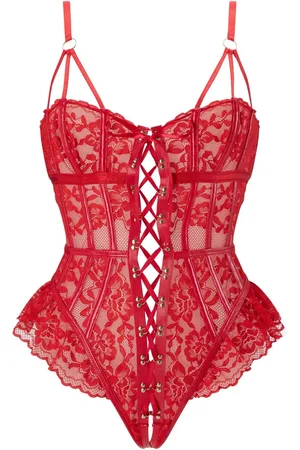 Ann Summers Red Boudoir Tease Lace Detail Teddy S