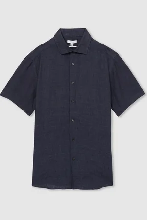 Reiss Holiday Linen Short-Sleeve Shirt M