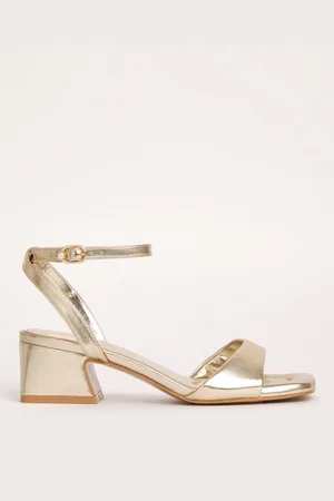 Simply Be Gold Wide Fit Barely There On Low Block Heels AU 6 (EU 37)