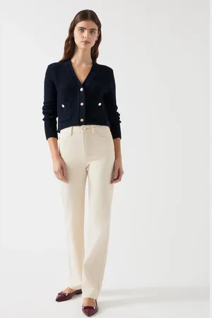 LK Bennett Cream Clara Straight Leg Trousers AU 10
