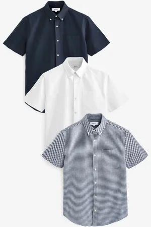 Next 100% Cotton Short Sleeve Oxford Shirt 3 Pack XXL