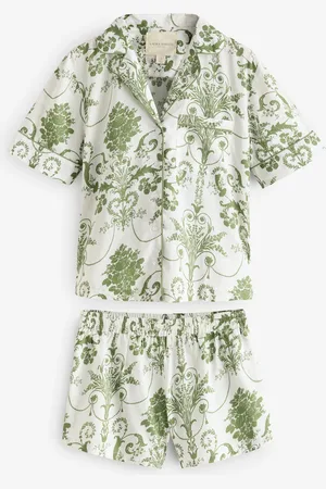 Laura Ashley Green 100% Cotton Josette Short Set Button Through Pyjamas AU 8