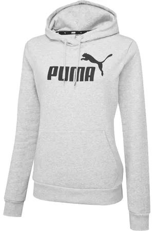 PUMA Grey Essentials Logo Womens Hoodie XXS