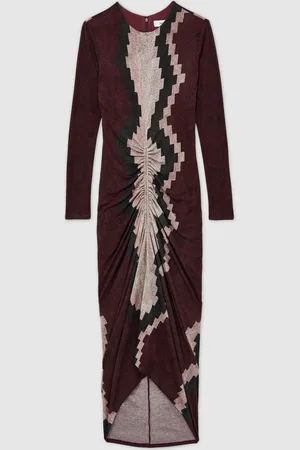 Reiss Georgia Jersey Ruched Printed Dress With Wool AU 10