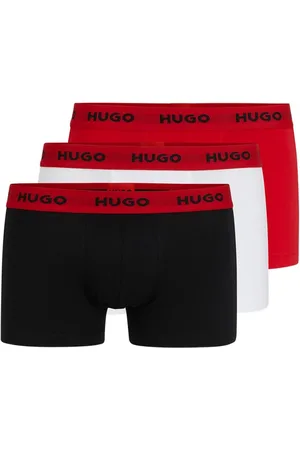 HUGO BOSS Red Logo-Waistband Stretch Cotton Trunks 3 Pack XXL