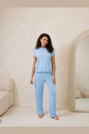Chelsea Peers Blue Pointelle Long Pyjamas Set AU 8
