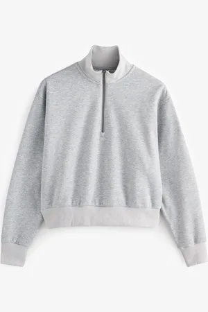 Gym + Coffee Grey Ribber Quarter Zip Sweatshirt L