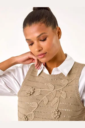 Roman Natural Floral Print Knit Top S