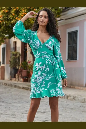 Sosandar Floral Print Wrap Front Dress AU 20