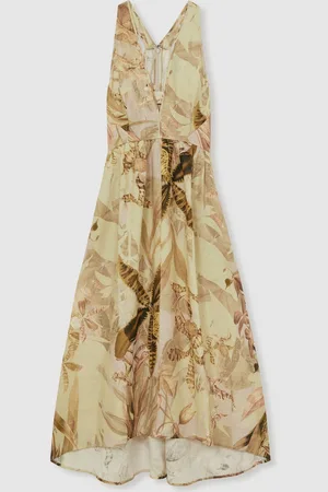 Reiss Anna NYBG Linen Floral Midi Dress AU 18