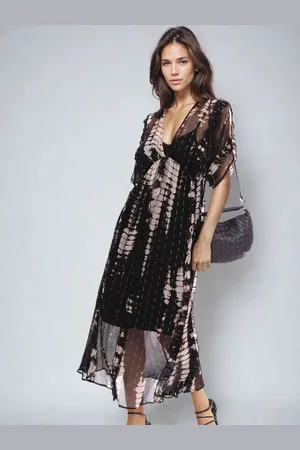 Religion Serene Tunic Maxi Dress In Metalised Fibre Fabric With Slip AU 14