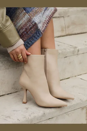 Linzi Natural Jetta Point Toe Ankle Boots With Stiletto Heel AU 6 (EU 37)