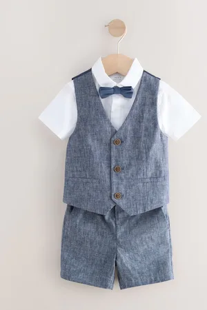 Next Cotton/Linen Blend Waistcoat, Shirt, Short & Bow Tie Set (3mths-9yrs) 6